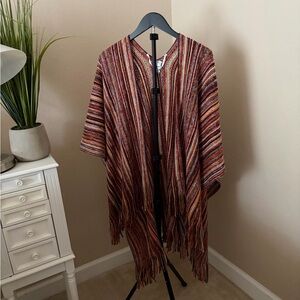Sonoma Multicolor Knit Poncho with Fringe
